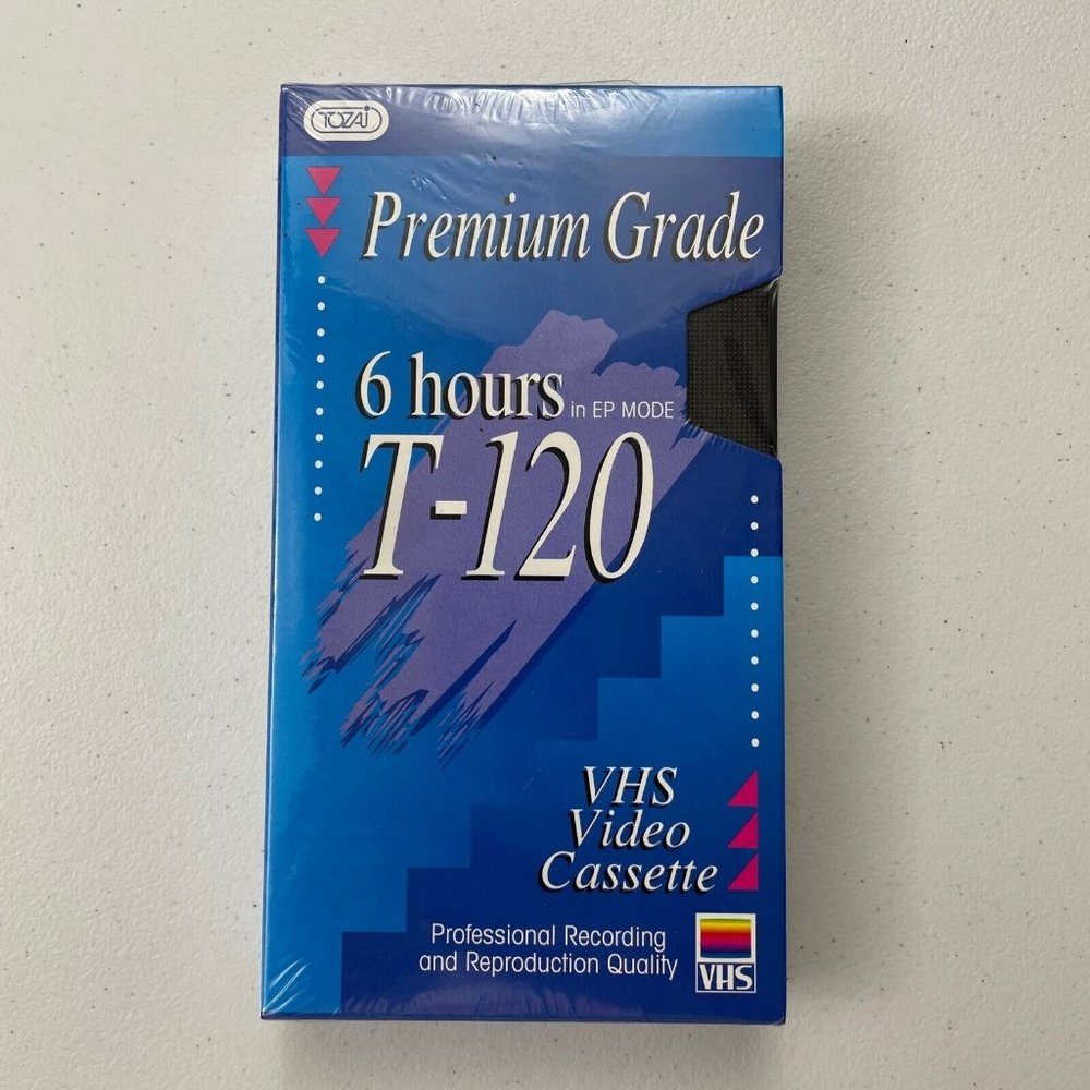 Tozai Premium Grade T-120 6 Hour Blank VHS Video Tape New Sealed